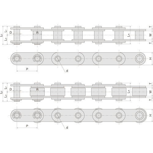 Chaîne en acier inoxydable - SS HP - Sugiyama Chain Co., Ltd. - de transmission / à double pas / à axe creux