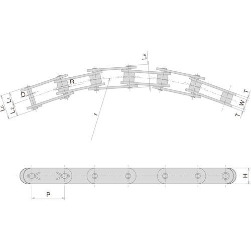 Chaîne à courbure latérale - SB - Sugiyama Chain Co., Ltd. - de transmission / en acier / à rouleaux
