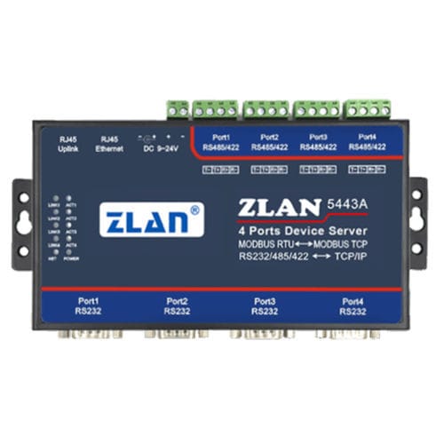 Serveur de périphérique série - ZLAN5443A - Shanghai ZLAN Information Technology Co.,Ltd - Modbus / Ethernet / 4 ports