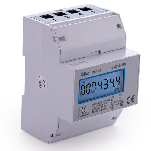 Compteur d'énergie électrique triphasé - EM3100PU - ZELEC - monophasé / sur rail DIN / RS-485