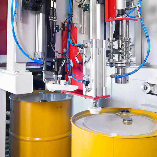 Système de remplissage linéaire - SMB International GmbH - totalement automatique / de fûts / canister