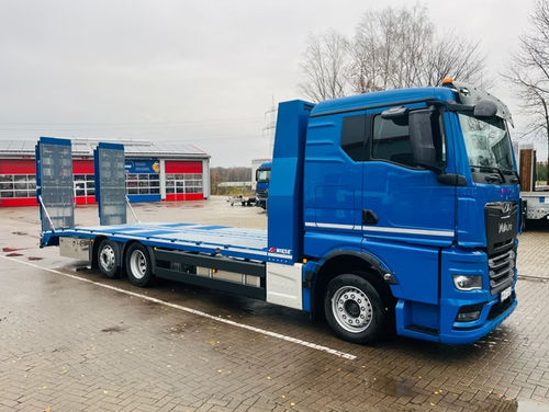 Camion de transport - LKW MAN TGX 26.440 6x2-4 LL - Wiese GmbH & Co. KG Fahrzeugbau u. Nutzfahrzeuge - à 3 essieux / pour chantier / pour porteur