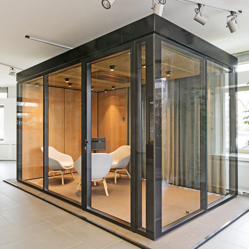 Système room-in-room modulable - Cube duo - Lindner Group - acoustique / en aluminium / en verre