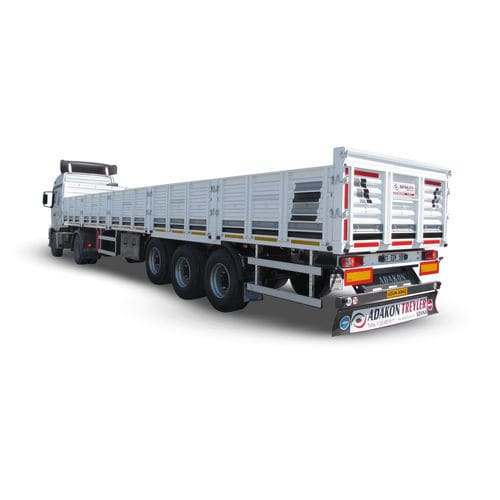 Semi-remorque à plateau - ADAKON TREYLER SERVIS VE PROJE HIZM. SAN.LTD.STI. - à 3 essieux / tractée / de chantier