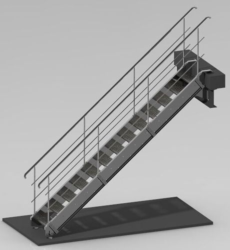 Escalier droit - Schweyer - en acier inoxydable / avec main courante