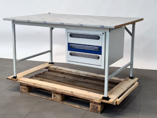 Établi en acier - 06-500S10-15.12-UC-Sch - RAU - pour atelier / à 3 tiroirs / avec armoire