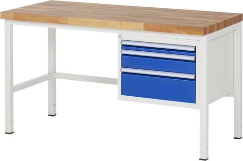 Établi en hêtre - 8126 - RAU - à 3 tiroirs / avec armoire