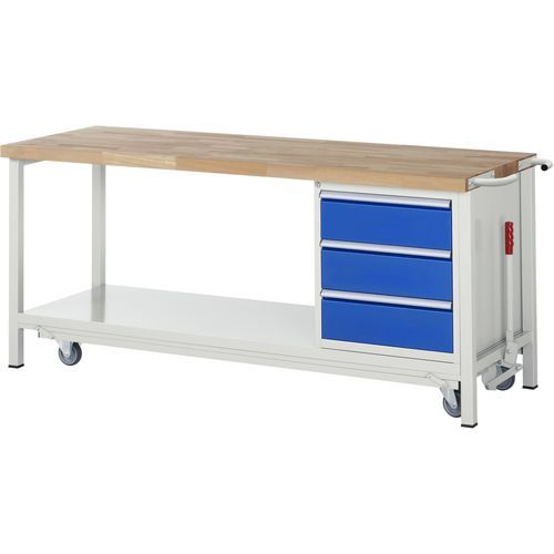 Établi en hêtre - 8157 - RAU - pour atelier / mobile / à 3 tiroirs