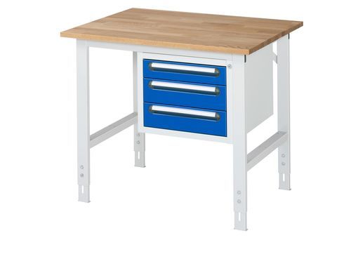 Établi en hêtre - 06-625B80-10-KM04.11 - RAU - pour atelier / à tiroir / à 3 tiroirs