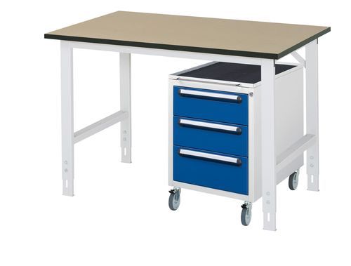 Établi en acier - 06-625F80-12-KM09.11 - RAU - pour atelier / à hauteur réglable / modulaire