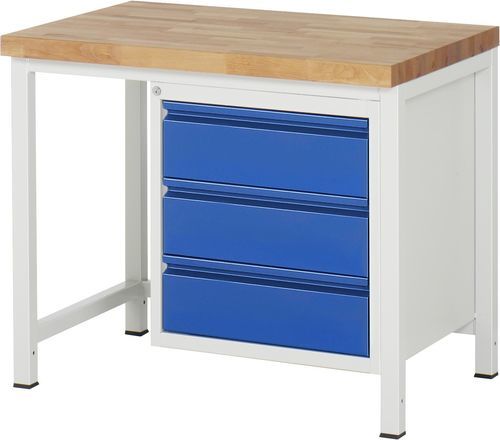 Établi en hêtre - 8157 - RAU - avec armoire / à 3 tiroirs / à tiroir