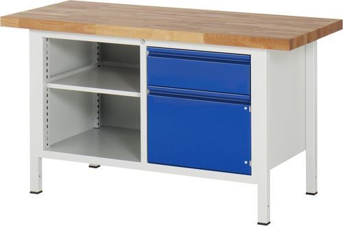 Établi en hêtre - 8461 - RAU - à tiroir / avec armoire / à étagères