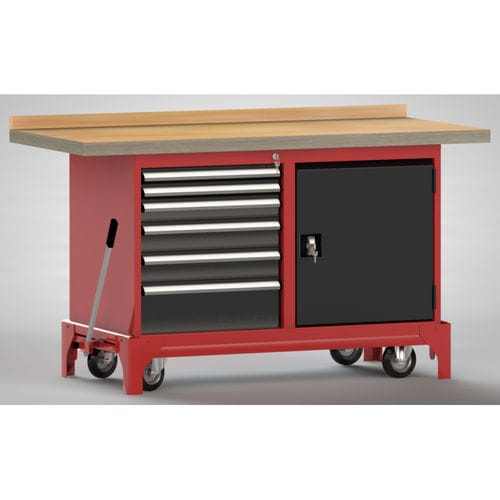 Établi en hêtre - WP782N-1500M45-E0012 - KLW LUTZ - pour atelier / à 6 tiroirs / mobile
