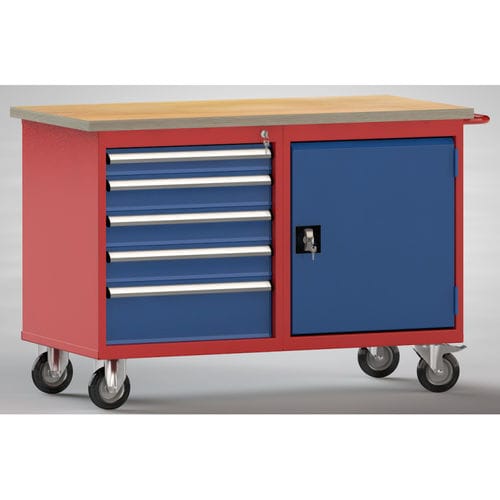 Établi en hêtre - WP834N-1200M30-E7025 - KLW LUTZ - pour atelier / à 5 tiroirs / à double porte