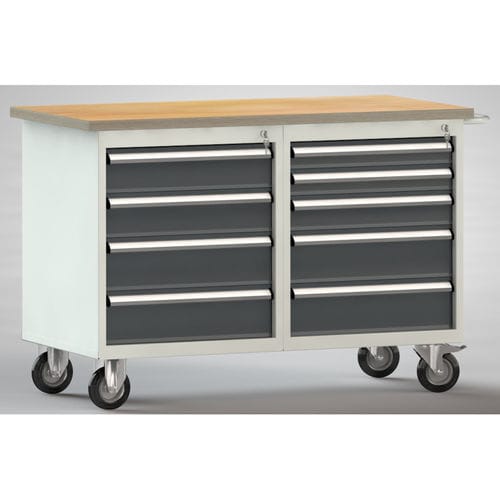 Établi en hêtre - WP834N-1200M30-E7045 - KLW LUTZ - pour atelier / multi-tiroirs / mobile
