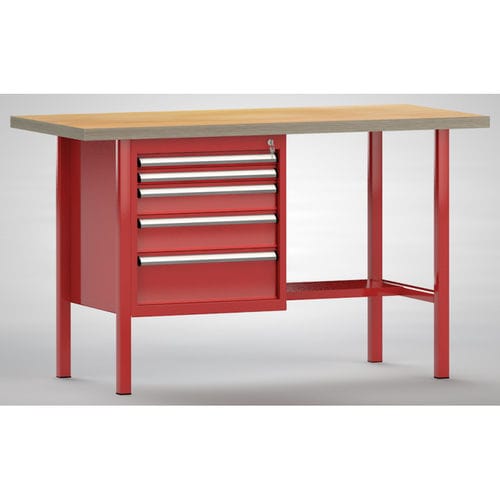 Établi en hêtre - ERGO  - KLW LUTZ - pour atelier / à 5 tiroirs