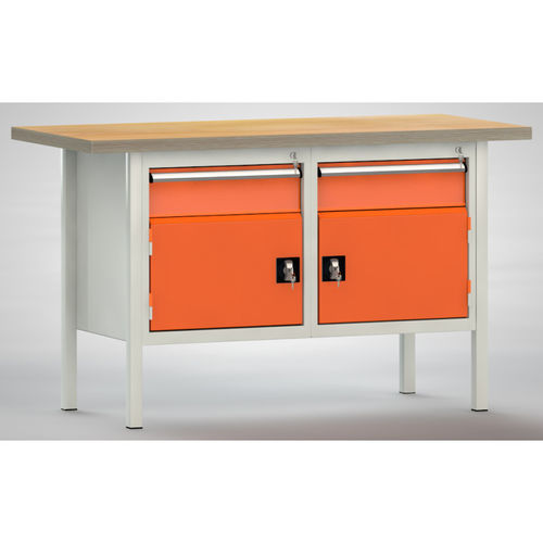 Établi en hêtre - ERGO  - KLW LUTZ - pour atelier / à 2 tiroirs / à double porte