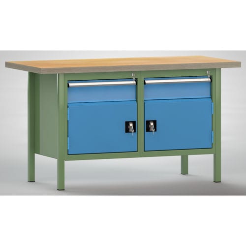 Établi en hêtre - WS177N-1500M40-E1650 - KLW LUTZ - pour atelier / à 2 tiroirs / à double porte