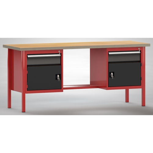 Établi en hêtre - ERGO  - KLW LUTZ - pour atelier / à 2 tiroirs / à double porte