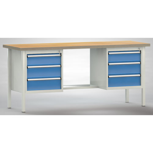 Établi en hêtre - WS202E-2000M40-E2002 - KLW LUTZ - pour atelier / à 6 tiroirs / métallique