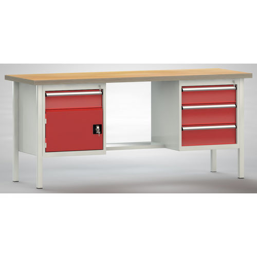 Établi en hêtre - ERGO  - KLW LUTZ - pour atelier / à 4 tiroirs / à double porte