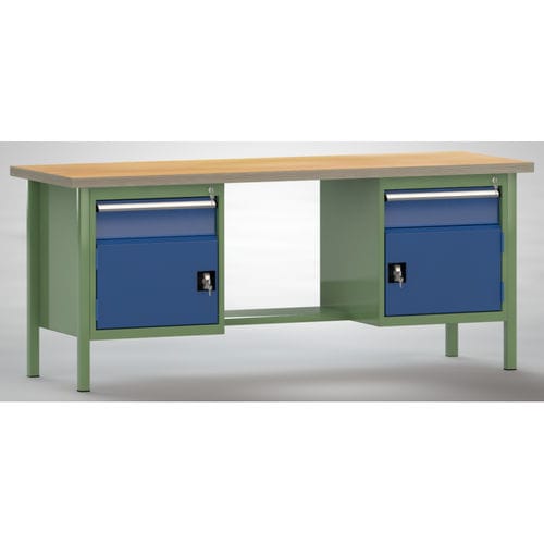 Établi en hêtre - WS202N-2000M40-E2001 - KLW LUTZ - pour atelier / à 2 tiroirs / à double porte