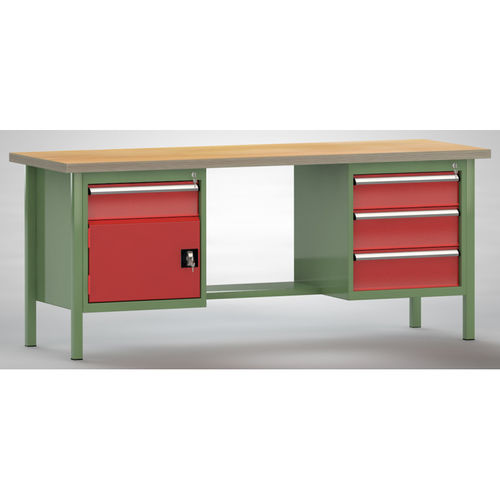 Établi en hêtre - WS202N-2000M40-E2072 - KLW LUTZ - pour atelier / à 4 tiroirs / à double porte