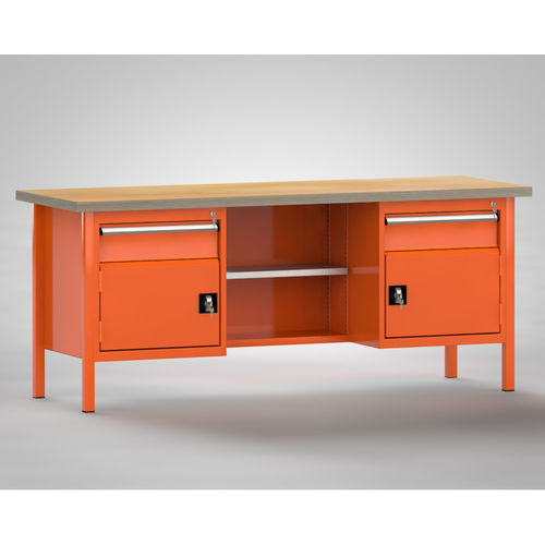 Établi en hêtre - WS213E-2000M40-E2001 - KLW LUTZ - pour atelier / à 2 tiroirs / à double porte