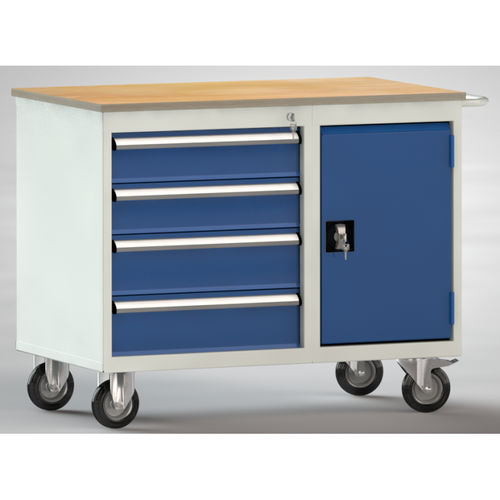Établi en hêtre - WS824N-1000M20-E7055 - KLW LUTZ - pour atelier / à 4 tiroirs / à double porte