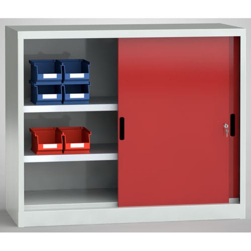 Armoire de bureau - 7SN-QL1000TB-1012XRB - KLW LUTZ - au sol / à portes coulissantes / à étagères