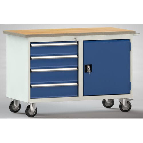 Établi en hêtre - WP834N-1200M30-E7035 - KLW LUTZ - pour atelier / industriel / à 4 tiroirs