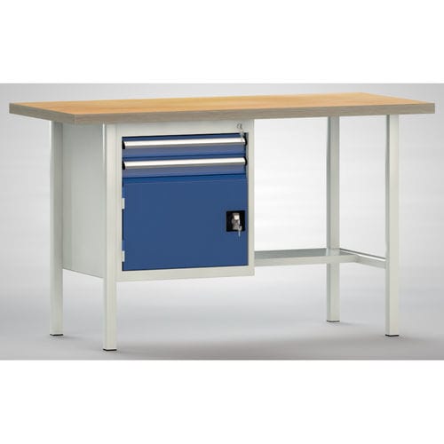 Établi en hêtre - WS118E-1500M40-E1691 - KLW LUTZ - pour atelier / à 2 tiroirs / à porte