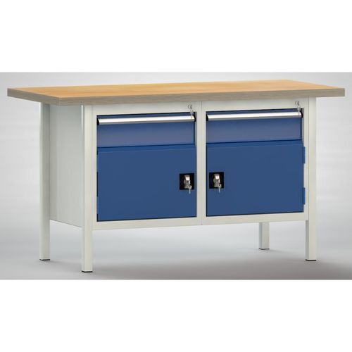 Établi en hêtre - WS177N-1500M40-E1650 - KLW LUTZ - pour atelier / à 2 tiroirs / avec armoire