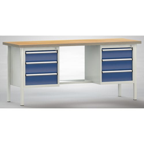 Établi en hêtre - WS202E-2000M40-E2002 - KLW LUTZ - pour atelier / industriel / à 6 tiroirs