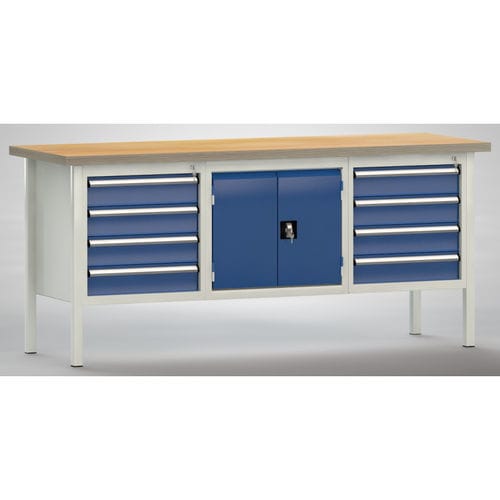 Établi en hêtre - WS239E-2000M40-E2050 - KLW LUTZ - pour atelier / à tiroir / à 8 tiroirs