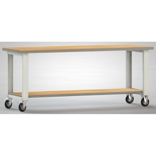 Établi en hêtre - WS880N-2000M40-X7003 - KLW LUTZ - mobile / entièrement soudé / à étagères