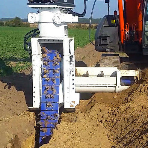 Trancheuse de sol à chaînes - KTR 130 - KEMROC Spezialmaschinen GmbH - pour pelle hydraulique / pour le génie civil