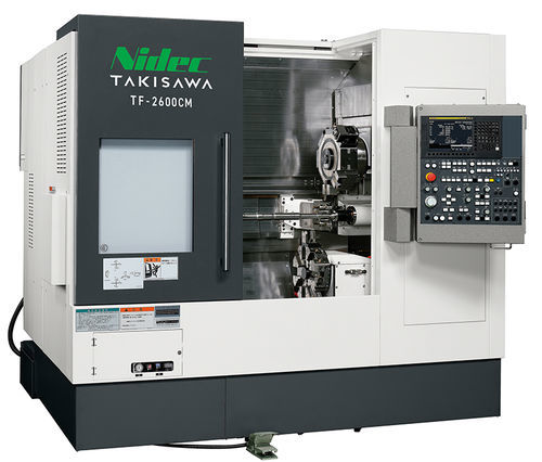 Tour NC - TF-2600 - TAKISAWA - vertical / 8 outils / pour usinage d'arbres et de pièces arbrées