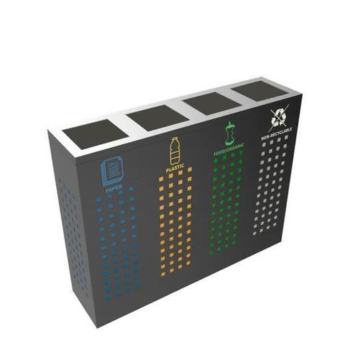 Poubelle en plastique - Albris 4 flux - Recycleoffice - pour matières plastiques / pour papier / pour le recyclage