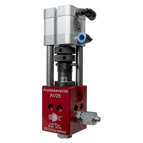Vanne de sortie - AV25 - Dosier- und Prüftechnik GmbH - pneumatique / de petite taille / pour applications industrielles