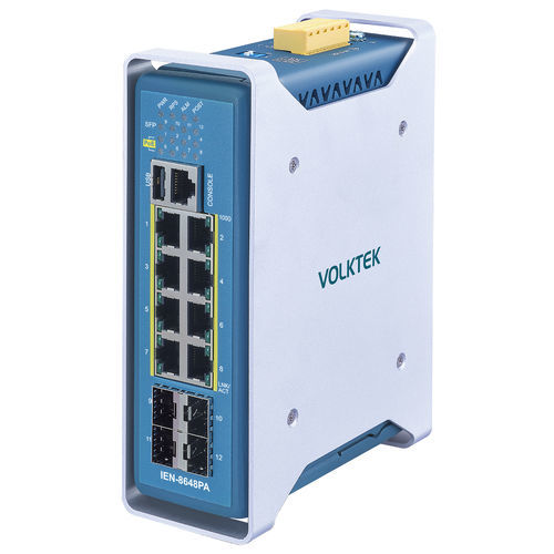 Commutateur Ethernet administrable - IEN-8648PA-24V - Volktek - 12 ports / sur rail DIN / standard