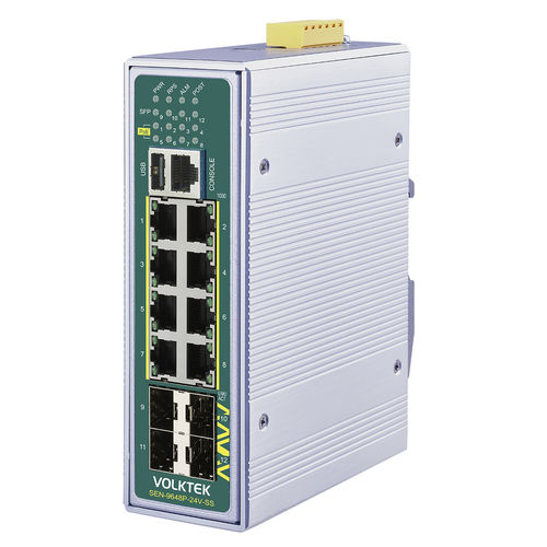 Commutateur Ethernet administrable - SEN-9648P-24V-SS - Volktek - 12 ports / Gigabit Ethernet / ProfiNet