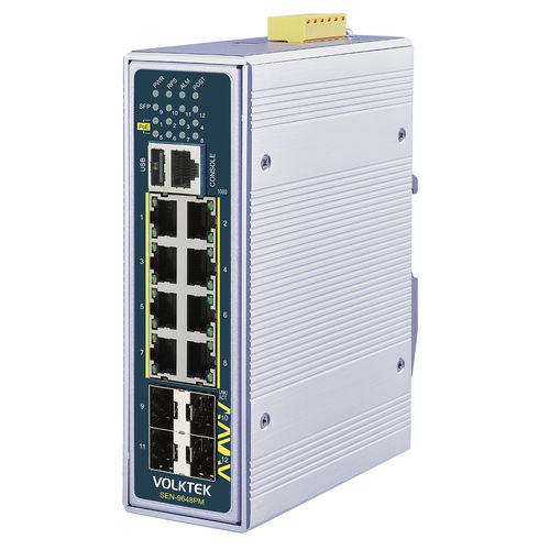 Commutateur Ethernet administrable - SEN-9648PM-24V - Volktek - 12 ports / Gigabit Ethernet / ProfiNet