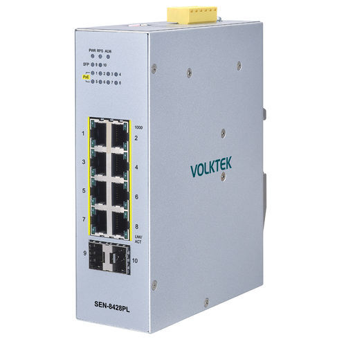 Commutateur Ethernet administrable - SEN-8428PL-24V - Volktek - 8 ports / sur rail DIN / DIP