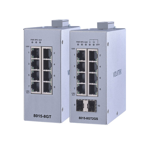 Commutateur Ethernet administrable - 8015 series - Volktek - 8 ports / 10 ports / sur rail DIN