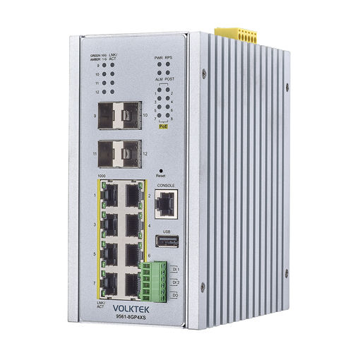 Commutateur Ethernet administrable - 9561-8GP4XS-TSN - Volktek - 8+4 ports / Gigabit Ethernet / de fibre optique