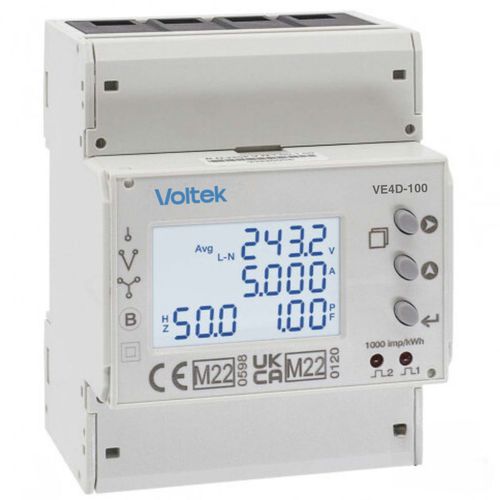 Compteur d'énergie électrique sur rail DIN - VE4D-100 - Voltek Energy Limited - monophasé / triphasé / sortie à impulsion