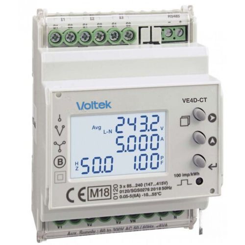 Compteur d'énergie électrique multifonction - VE4D-CT - Voltek Energy Limited - triphasé / sur rail DIN / Modbus