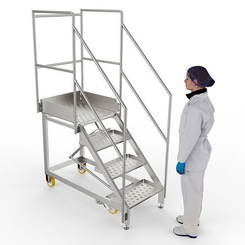 Échelle en acier inoxydable - 513/006503-USA - CM Process Solutions LLC - à plate-forme / mobile / escamotable