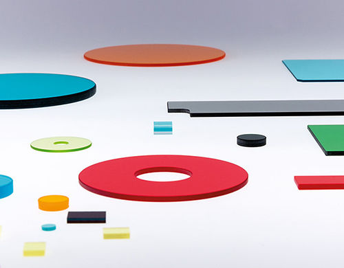 Filtre optique coloré - OPTICS CONCEPT - rond / sur mesure / en verre